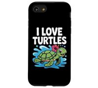 J'adore les tortues, une jolie touche d'hibiscus tropical Coque pour iPhone SE (2020) / 7 / 8