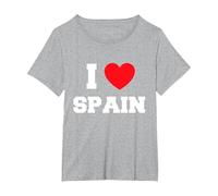 J'adore l'Espagne T-Shirt, Femme Grandes Tailles, Gris Chiné, 3X