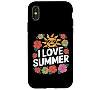 J'adore l'été, l'hibiscus, Le Soleil et Le Fun Time Coque pour iPhone X/XS