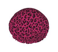 J'adore l'imprimé léopard rose fuchsia,Bonnet de douche/bonnet de nuit double couche imperméable et élastique, bonnet de bain réutilisable