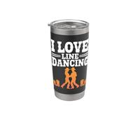 J'adore Line Dancing Cowboy Silhouette Fun Gobelet isotherme en acier inoxydable double paroi