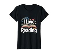 J'adore Lire Open Book Magic Bookworm Library T-Shirt Graphique avec Valeur, Femme, Noir, XL