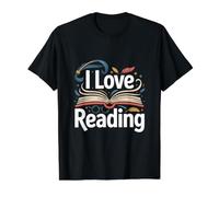 J'adore Lire Open Book Magic Bookworm Library T-Shirt Graphique avec Valeur, Homme, Noir, M