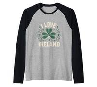 J'adore l'Irlande Shamrock Clover Pride Manche Raglan