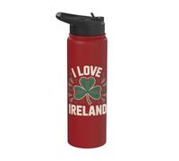 J'adore l'Irlande Shamrock Clover Pride Stainless Steel Insulated Water Bottle