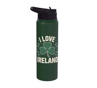 J'adore l'Irlande Shamrock Clover Pride Stainless Steel Insulated Water Bottle