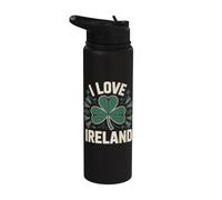 J'adore l'Irlande Shamrock Clover Pride Stainless Steel Insulated Water Bottle
