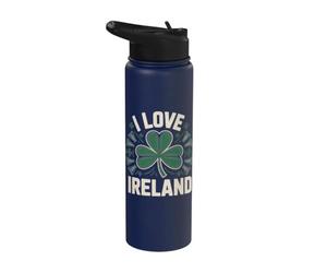 J'adore l'Irlande Shamrock Clover Pride Stainless Steel Insulated Water Bottle
