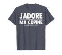 J'adore Ma Copine Quand Elle Poker Jeux De Cartes Cadeau T-Shirt, Homme, Bleu Chiné, 6XL
