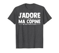 J'adore Ma Copine Quand Elle Poker Jeux De Cartes Cadeau T-Shirt, Homme, Chiné Foncé, L