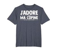 J'adore Ma Copine Quand Elle Poker Jeux De Cartes Cadeau T-Shirt, Homme Grandes Tailles, Bleu Chiné, 2X Tall