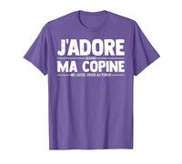 J'adore Ma Copine Quand Elle Poker Jeux De Cartes Cadeau T-Shirt, Homme, Violet Chiné, 3XL
