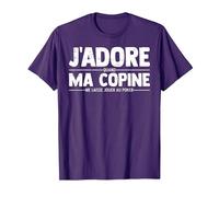 J'adore Ma Copine Quand Elle Poker Jeux De Cartes Cadeau T-Shirt, Homme, Violet, XXL