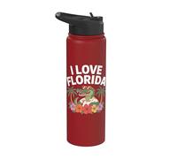 J'adore m'amuser avec le palmier alligator de Floride et l'hibiscus Stainless Steel Insulated Water Bottle