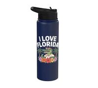 J'adore m'amuser avec le palmier alligator de Floride et l'hibiscus Stainless Steel Insulated Water Bottle