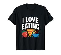 J'adore Manger des graphismes Amusants pour Les Amateurs de Nourriture T-Shirt Graphique avec Valeur, Homme, Noir, M