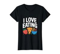 J'adore Manger des graphismes Amusants pour Les Amateurs de Nourriture T-Shirt Graphique avec Valeur, Femme, Noir, XS