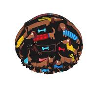 J'adore mes chiens teckels,Bonnet de douche/bonnet de nuit double couche imperméable et élastique, bonnet de bain réutilisable