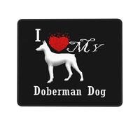 J'adore Mon Doberman Mousepad Petit Mouse Pad Bords Cousus Tapis De Souris Gaming pour Voyage Bureau Travail 25X30Cm