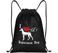 J'Adore Mon Doberman Unisexe Sacs De Sport Étanche Gym Sack Résistant Sac À Dos À Cordon Pour Yoga Plage Gymnastique
