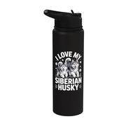 J'adore mon husky sibérien Stainless Steel Insulated Water Bottle
