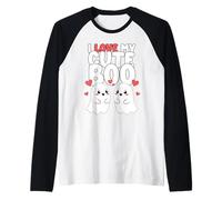 J'adore Mon Mignon Boo Tee Halloween fantôme Couple Amant Manche Raglan