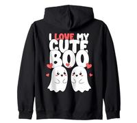 J'adore Mon Mignon Boo Tee Halloween fantôme Couple Amant Sweat à Capuche
