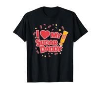 J'adore Mon Papa gâteau T-Shirts Humoristiques Cadeaux pour la fête des pères pour Papa Hommes T-Shirt Graphique avec Citation sur Le cœur