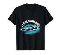 J'adore Nager, Aquatic Passion Expression T-Shirt Graphique avec Valeur, Homme, Noir, M