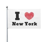 J'Adore New York Drapeaux Avec Œillets Bannière Solide Flag Pour Extérieur Jardin Mur 90X150Cm