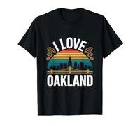 J'adore Oakland Skyline Retro T-Shirt Graphique avec Valeur