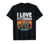 J'adore Pittsburgh Retro Skyline Pride T-Shirt Graphique avec Valeur, Homme, Noir, L