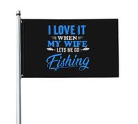J'Adore Quand Ma Femme Me Laisse Aller À La Pêche Bannière Durable Garden Flag Avec Œillets Drapeaux Décoratif Pour Intérieure Balcon Pelouse 90X150Cm