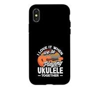 J'adore Quand Nous jouons du ukulélé Ensemble Retro Sun Coque pour iPhone X/XS