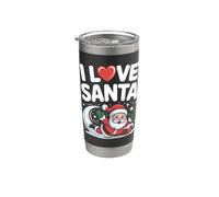 J'adore Santa Jolly St. Nick Christmas Joy Gobelet isotherme en acier inoxydable double paroi
