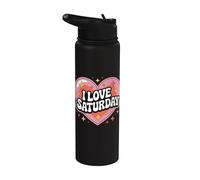 J'adore Saturday Heart Stars Sparkles Stainless Steel Insulated Water Bottle