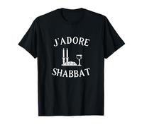 J'adore shabbat Shalom hébreu français juif bougies shabbat T-Shirt