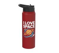 J'adore Space Saturn Rockets Cosmic Orbit Stainless Steel Insulated Water Bottle