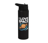 J'adore Space Saturn Rockets Cosmic Orbit Stainless Steel Insulated Water Bottle
