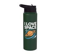 J'adore Space Saturn Rockets Cosmic Orbit Stainless Steel Insulated Water Bottle