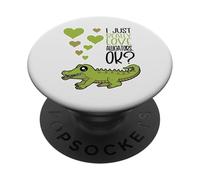 J'adore Vraiment Les Alligators avec des cœurs PopSockets PopGrip Adhésif