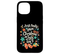 J'adore vraiment Noël en juillet OK Lights Funny Kids Coque pour iPhone 15
