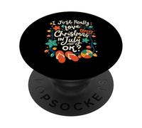 J'adore vraiment Noël en juillet OK Lights Funny Kids PopSockets PopGrip Adhésif