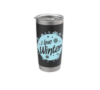 J'adore Winter Snowflake Gobelet isotherme en acier inoxydable double paroi