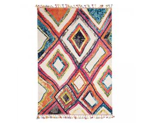 Jadorel - tapis chambre ourika mk 01 violet, ivoire, bleu, orange, jaune, rose, vert, bleu, noir - 120 x 170 cm - tapis berbère inspi 4597