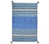 Jadorel Tapis Kilim 120x170cm, Tapis Salon, Tapis Tissé à la Main en Coton AZO Free® Tapis Bleu Motif Ethnique, 12205