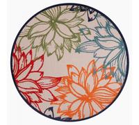 Jadorel, Tapis Rond, Ø 150 Cm, Forme Circulaire Harmonieuse, Nature Floral, Bleu, Beige, Orange, Rouge, Relief Décoratif pour Terrasse Jardin Salle De Bain, 7519