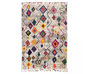 Jadorel UnAmourDeTapis Tapis Berbère Style 120 X 170 Cm, Gris, Rouge, Jaune, Bleu, Violet, Motif Berbère, Tissé en Turquie, Poils Ras, pour Chambre, 5204