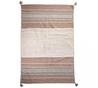 Jadorel UnAmourDeTapis Tapis Kilim Salon, 120 X 170 Cm, Coton Naturel, Motif Ethnique Graphique, Beige, Marron, Tissé À La Main en Inde, Franges Décoratives, 12206