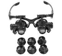 Jadpes Bandeau LED Loupe Légère, Nouvelle Tête Portant Loupe Loupe Double Oeil Bijoux Montre Réparation Loupe Loupe Lunettes lluminées Tatouage Greffe de Cils